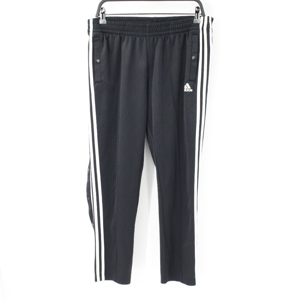 Adidas track Pants Womens Large Must Haves side Snap Elastic Waist Black striped